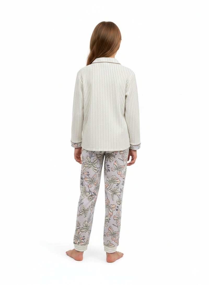 Joanna Girls Cotton Night Suit Set, Solid Plain Full Sleeve Top and Pajama, Soft Comfortable Kids Nightwear Sleepwear - Image 4